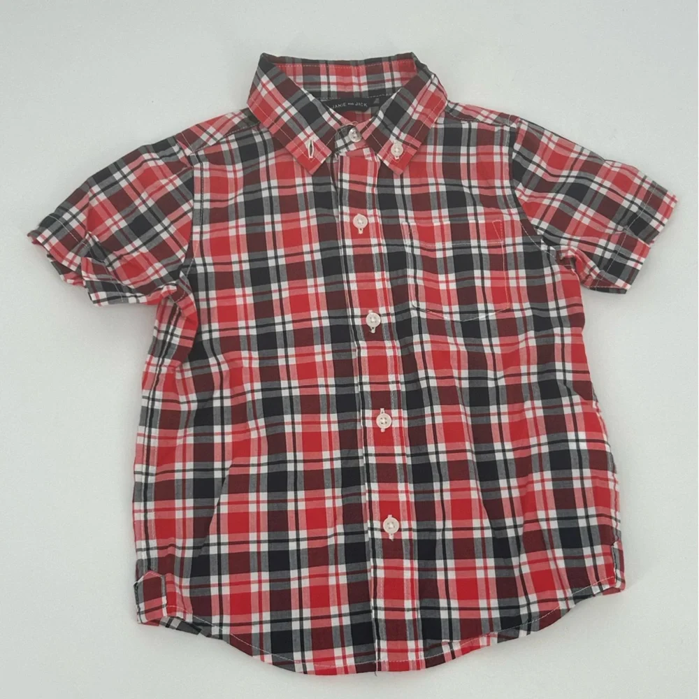 Janie and Jack Bundle Of 2T -Madres Plaid Red Shirt/Tropical Blue‎ Floral Poplin